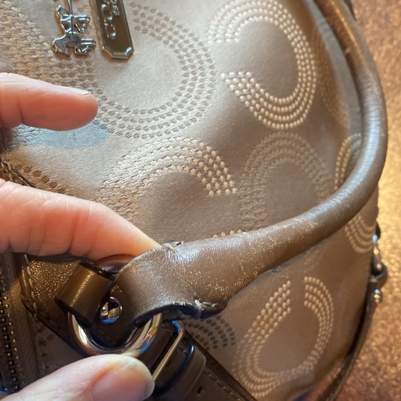 Coach Madison Op Art cream & beige with brown trim Large Sophia Satchel F159057 - Picture 11 of 14